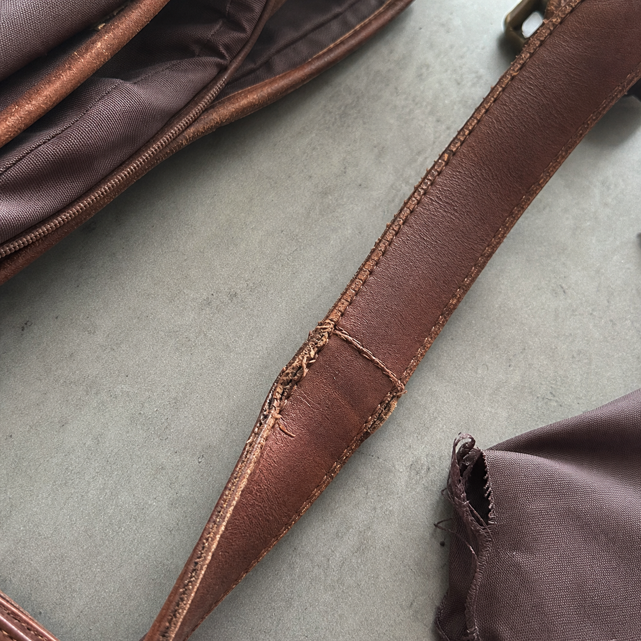Uploaded close-up of a strap repair